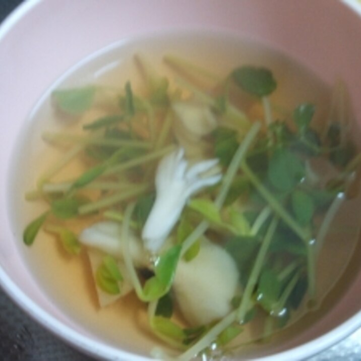 豆苗とマイタケの和風スープ